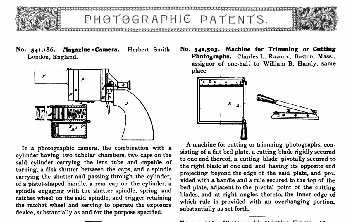 Photography Patents. 1895