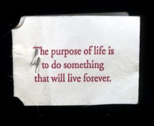 The purpose of life is to do something that will live forever.