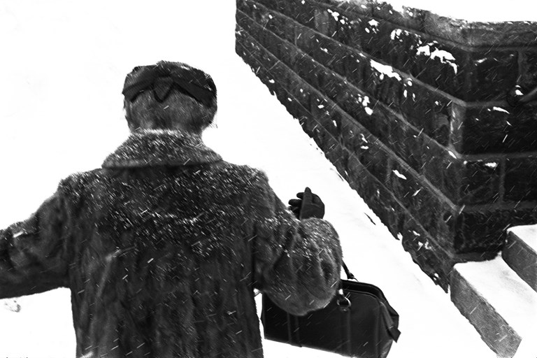 Woman in Blizzard, Duluth, 1968