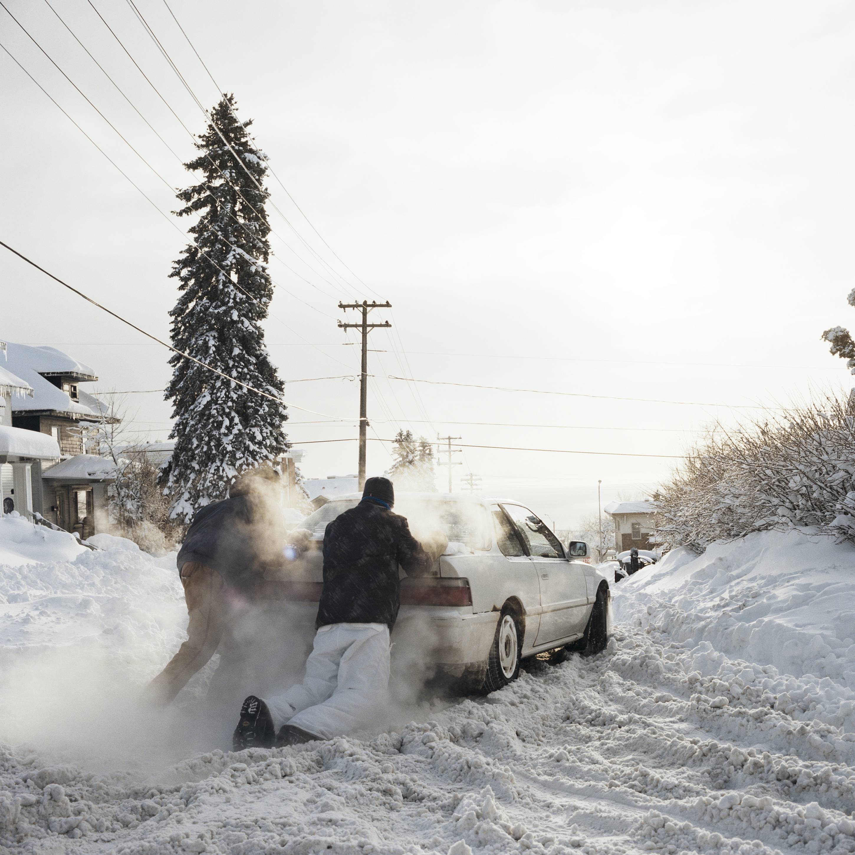 Pushing a Car After a Blizzard, Duluth, Minnesota, December 2013