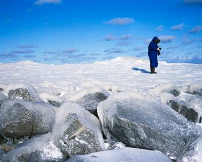 A Woman Walks on Ice, Duluth, Minnesota, February 2011