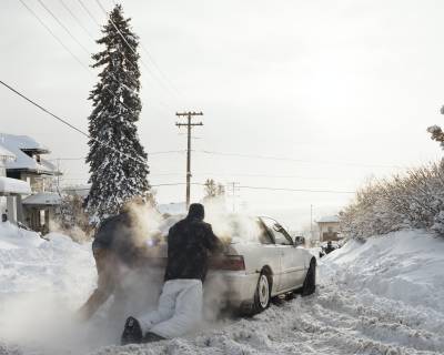 Pushing a Car After a Blizzard, Duluth, Minnesota, December 2013